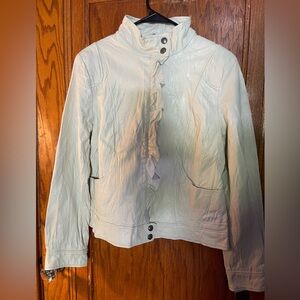 NWT Wilsons Cream Color Leather Jacket with Ruffle Size L